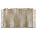 Teppich beige 50 x 80 cm kariertes Muster Kurzflor zweiseitig ZERDALI
