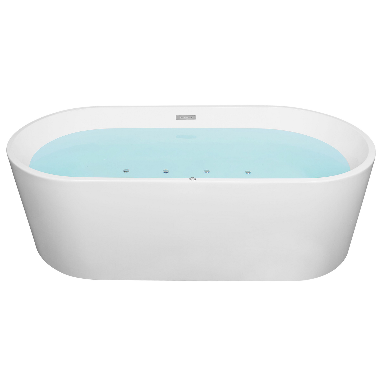 Whirlpool Badewanne weiss freistehend mit LED oval 170 x 80 cm HAVANA