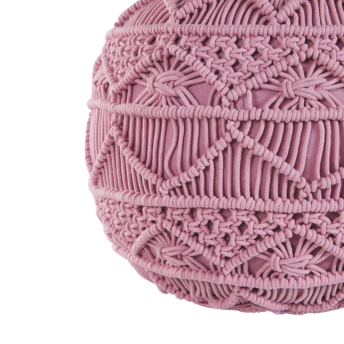 Pouf Makramee Baumwolle rosa ⌀ 40 cm KAYSERI