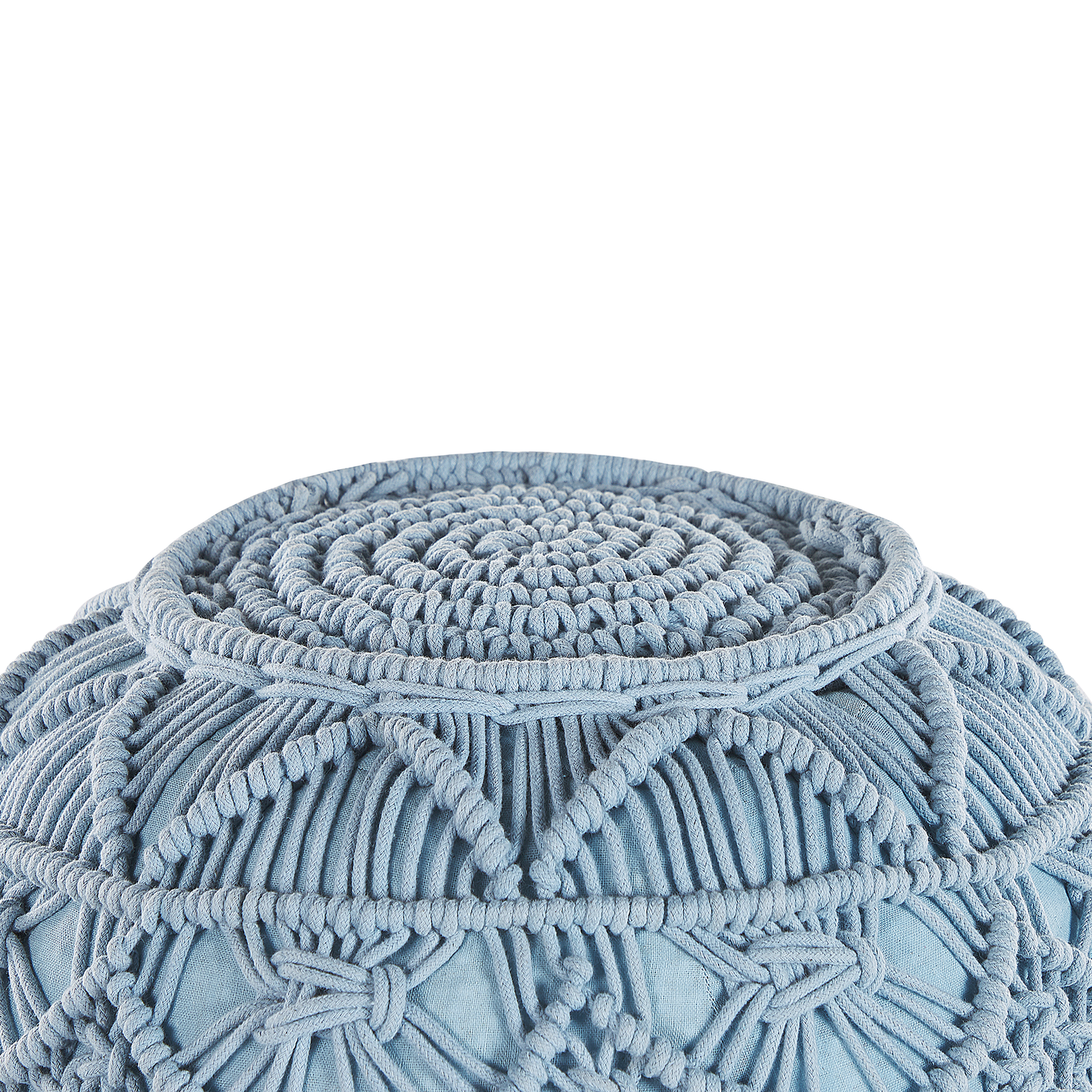 Pouf Makramee Baumwolle blau ⌀ 40 cm KAYSERI