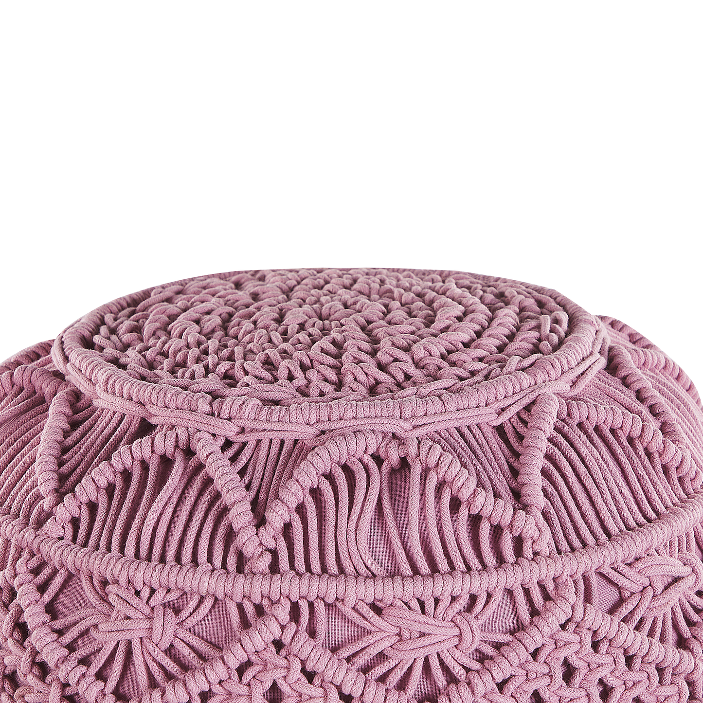 Pouf Makramee Baumwolle rosa ⌀ 40 cm KAYSERI