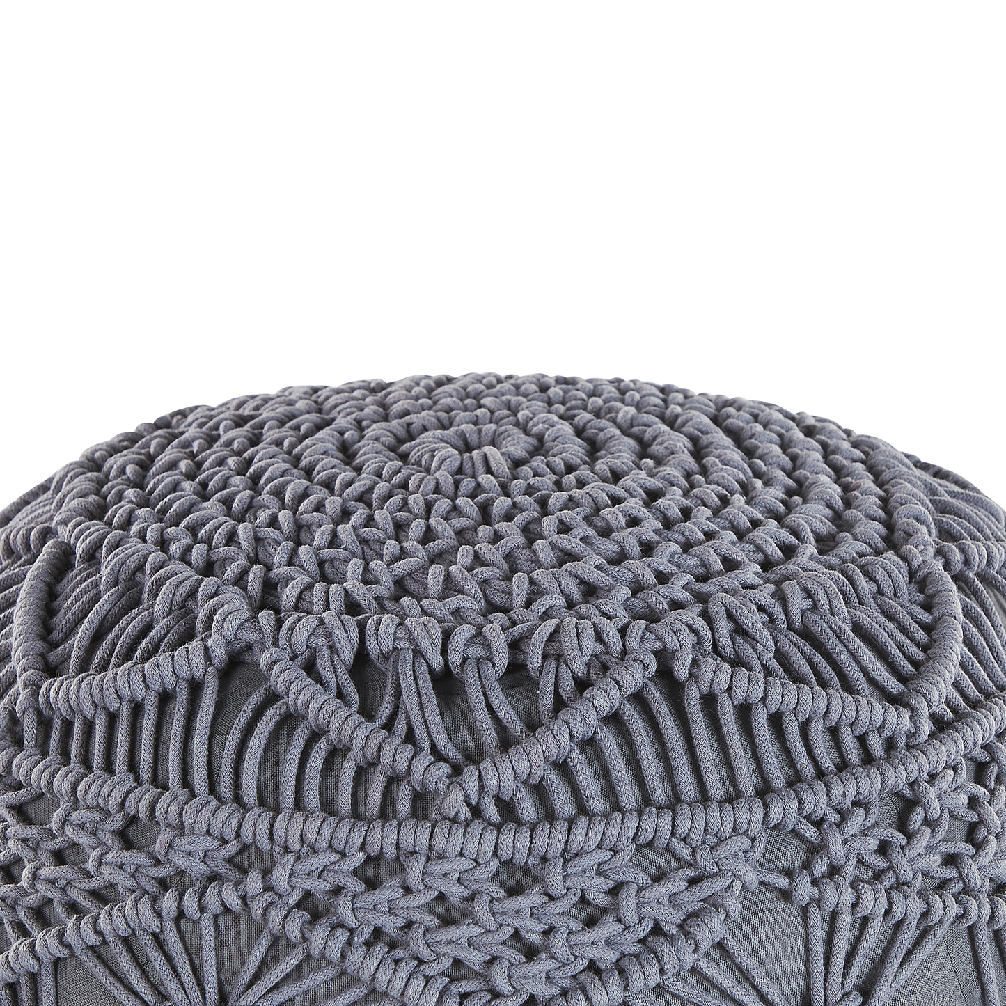 Pouf Makramee Baumwolle grau ⌀ 40 cm KAYSERI