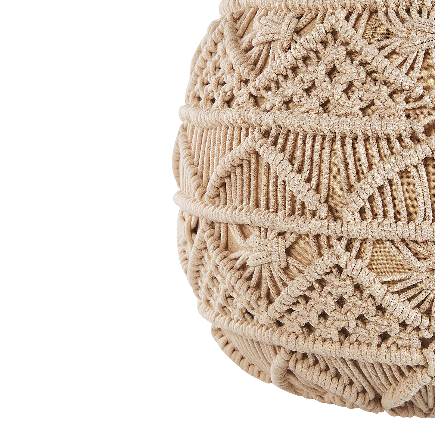 Pouf Makramee Baumwolle beige ⌀ 40 cm KAYSERI