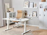 Schreibtisch linksseitig weiss 160 x 110 cm elektrisch höhenverstellbar DESTIN II