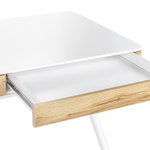 Schreibtisch weiss / heller Holzfarbton 120 x 60 cm 2 Schubladen FONTANA