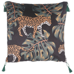 Dekokissen 2er Set KUHI Samtstoff 45 x 45 cm Schwarz Tiermuster