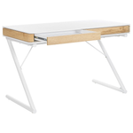 Schreibtisch weiss / heller Holzfarbton 120 x 60 cm 2 Schubladen FONTANA