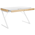 Schreibtisch weiss / heller Holzfarbton 120 x 60 cm 2 Schubladen FONTANA