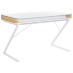 Schreibtisch weiss / heller Holzfarbton 120 x 60 cm 2 Schubladen FONTANA