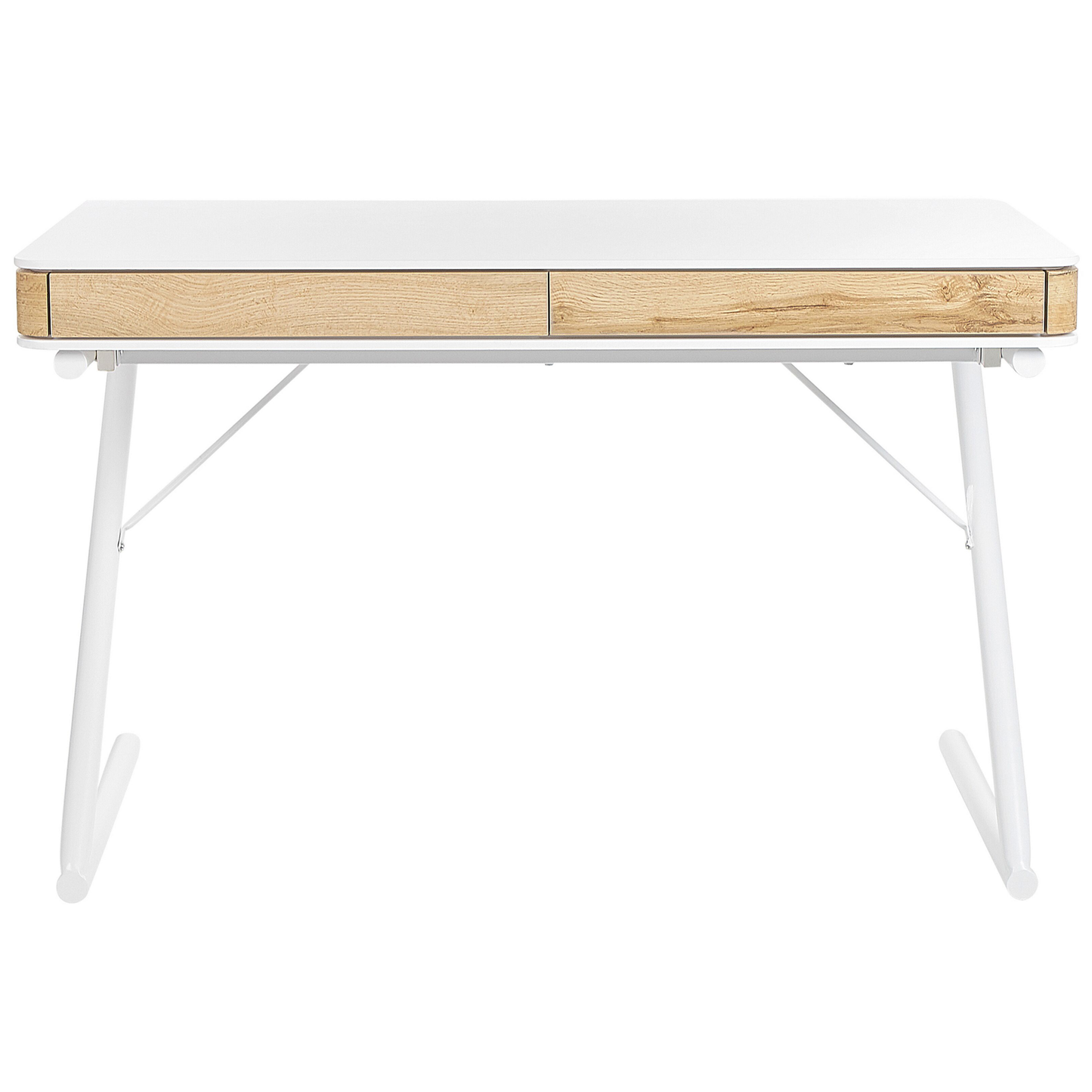 Schreibtisch weiss / heller Holzfarbton 120 x 60 cm 2 Schubladen FONTANA