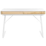 Schreibtisch weiss / heller Holzfarbton 120 x 60 cm 2 Schubladen FONTANA