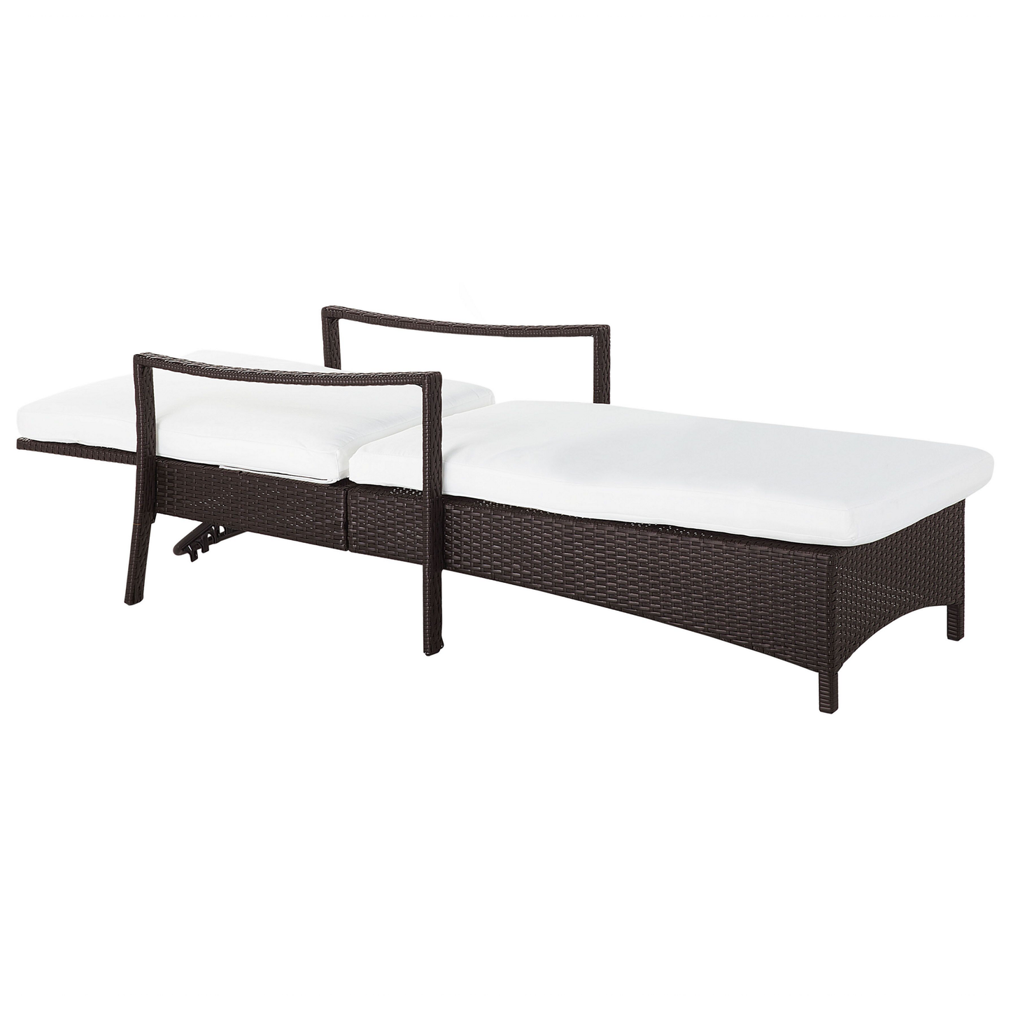 Gartenliege Rattan braun Auflage weiss VASTO