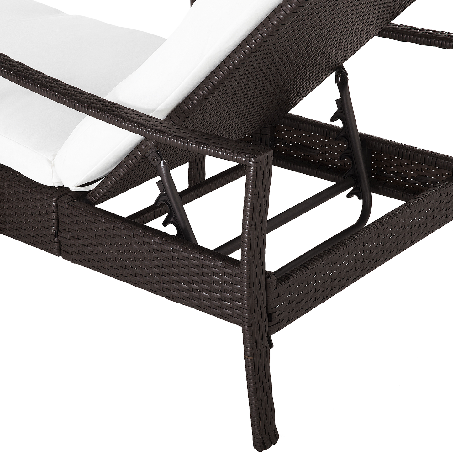 Gartenliege Rattan braun Auflage weiss VASTO