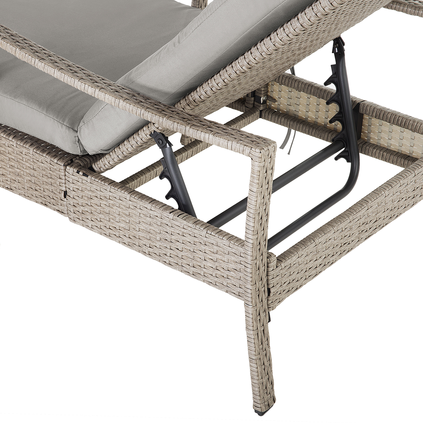 Gartenliege Rattan grau Auflage grau VASTO