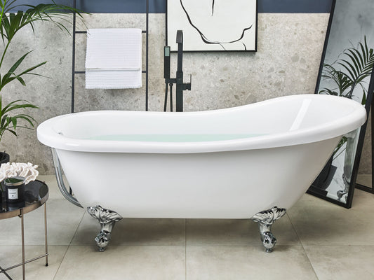 Badewanne weiss freistehend oval 153 x 77 cm CAYMAN
