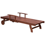 Gartenliege Akazienholz dunkelbraun Auflage blau rollbar TOSCANA