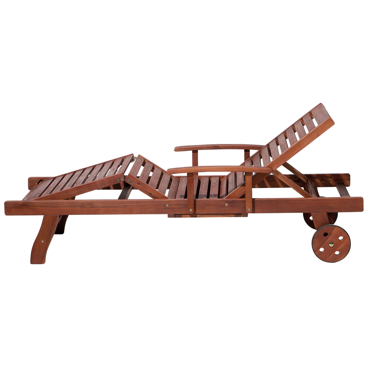 Gartenliege Akazienholz dunkelbraun Auflage blau rollbar TOSCANA