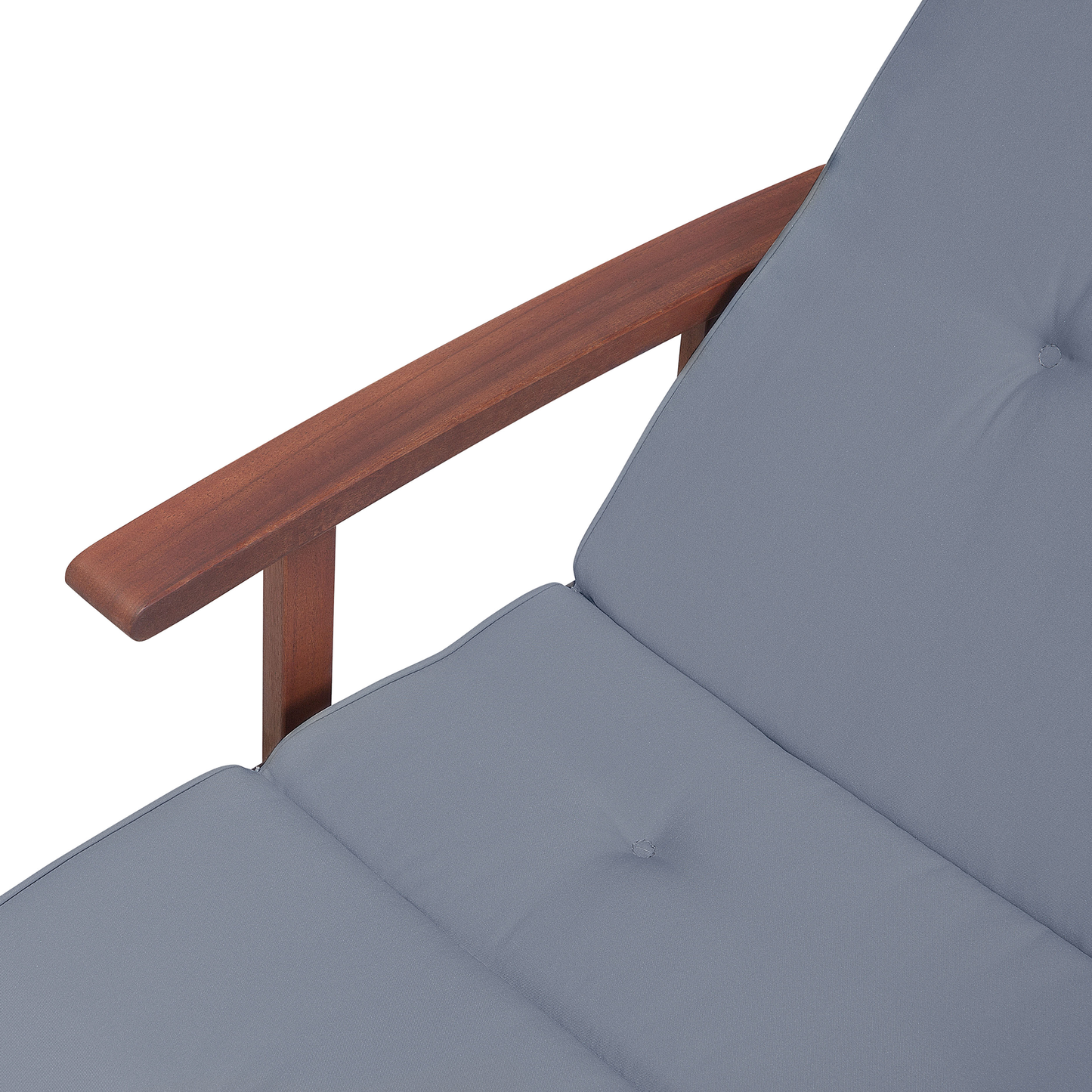 Gartenliege Akazienholz dunkelbraun Auflage blau rollbar TOSCANA