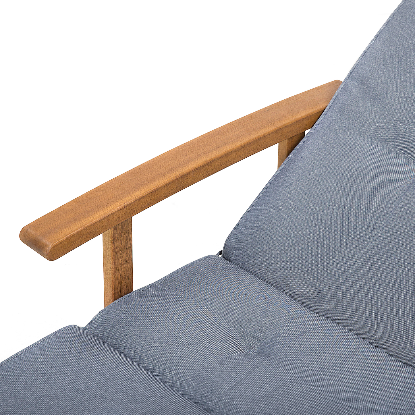 Gartenliege Akazienholz hellbraun Auflage blau rollbar JAVA