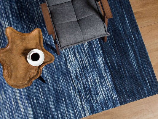 Teppich Wolle blau 160 x 230 cm Kurzflor KAPAKLI