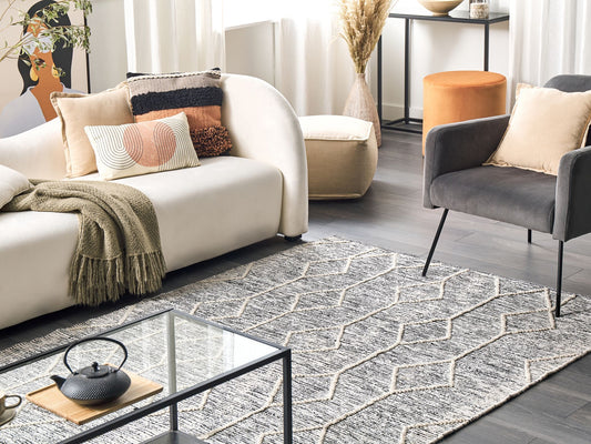 Teppich Wolle grau-beige 140 x 200 cm Kurzflor EDREMIT