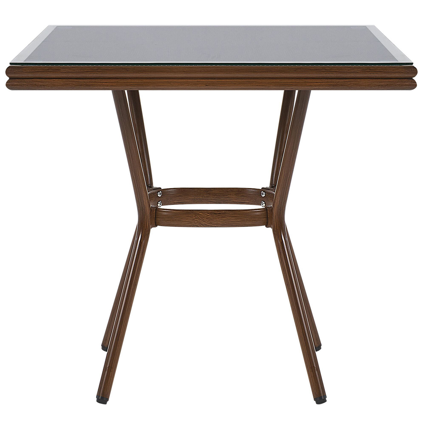 Gartentisch Aluminium schwarz / dunkler Holzfarbton 80 x 80 cm CASPRI