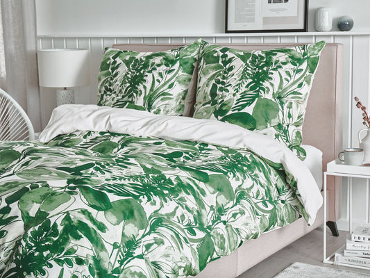 Bettwäsche-Set GREENWOOD Baumwollsatin 155 x 220 cm Grün
