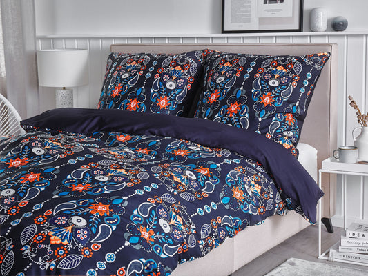 Bettwäsche-Set MADRONA Baumwollsatin 135 x 200 cm Dunkelblau