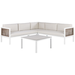 Garten Ecksofa mit Tisch 4-Sitzer BORELLO linksseitig Metall Beige