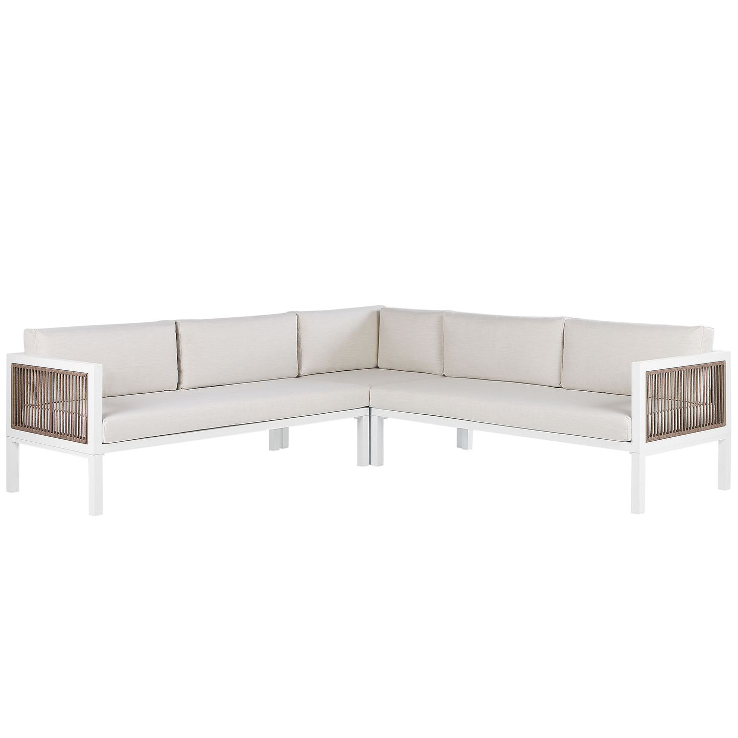 Garten Ecksofa mit Tisch 4-Sitzer BORELLO linksseitig Metall Beige