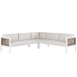 Garten Ecksofa mit Tisch 4-Sitzer BORELLO linksseitig Metall Beige