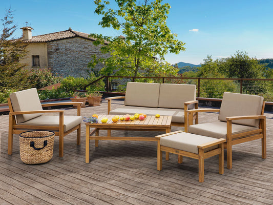 Lounge Set mit Tisch und Ottomane 4-Sitzer MANILA Akazienholz Hellbraun