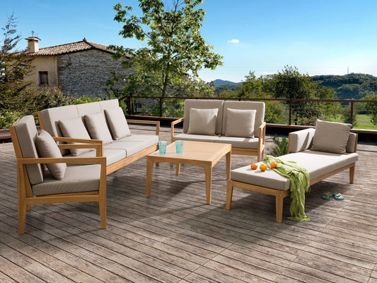 Lounge Set mit Tisch 7-Sitzer PATAJA Akazienholz Hellbraun