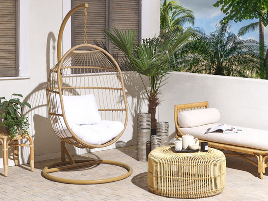 Hängesessel mit Gestell ALBA Polyrattan Naturfarben
