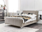 Bett mit Lattenrost Samtstoff LUNAN 140 x 200 cm Taupe