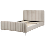 Bett mit Lattenrost Samtstoff LUNAN 140 x 200 cm Taupe