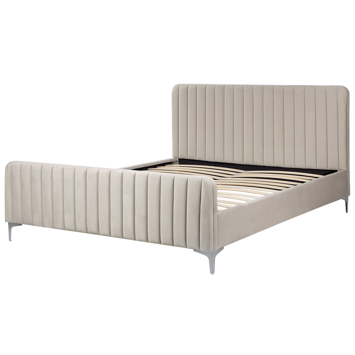 Bett mit Lattenrost Samtstoff LUNAN 160 x 200 cm Taupe