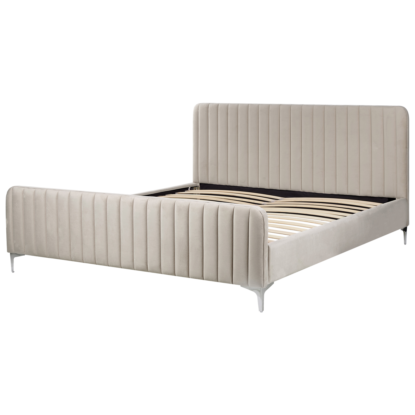 Bett mit Lattenrost Samtstoff LUNAN 180 x 200 cm Taupe