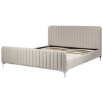 Bett mit Lattenrost Samtstoff LUNAN 180 x 200 cm Taupe