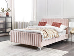 Bett mit Lattenrost Samtstoff LUNAN 140 x 200 cm Pastellrosa