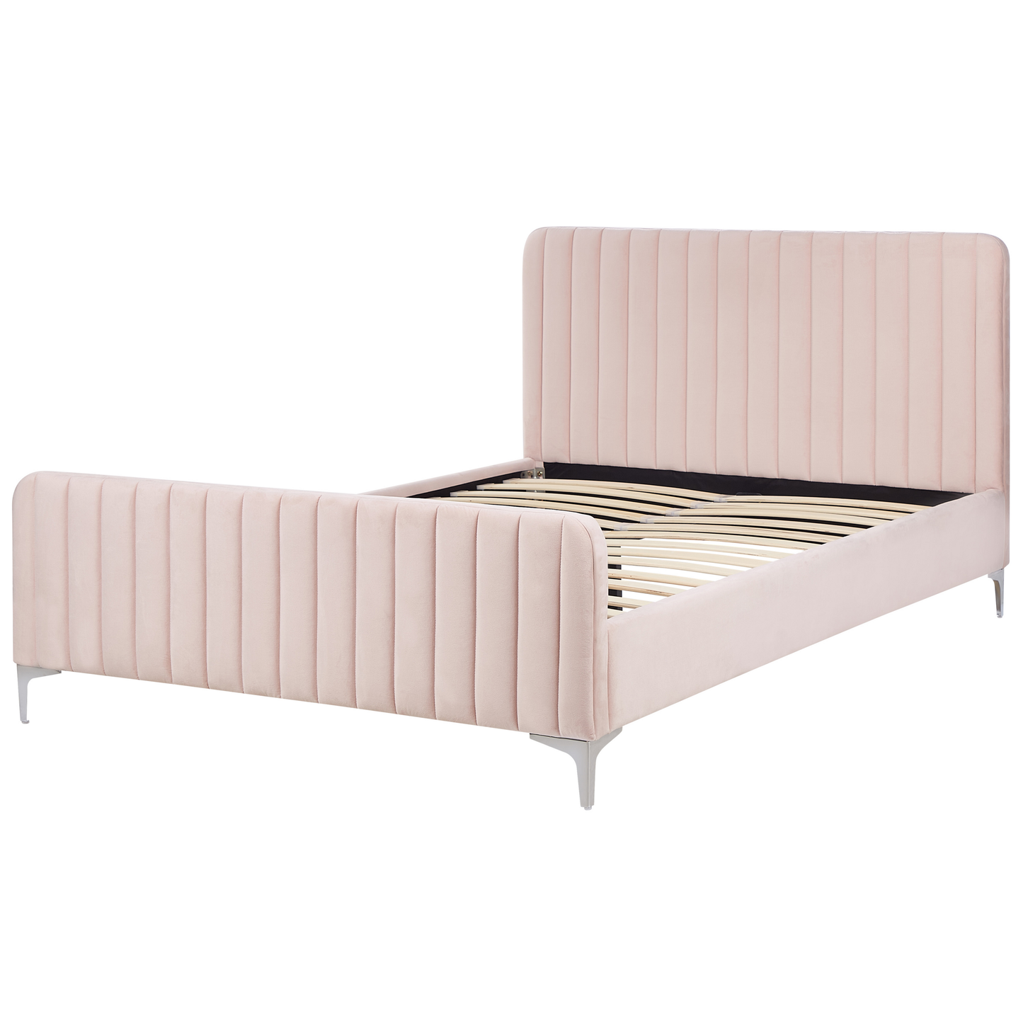 Bett mit Lattenrost Samtstoff LUNAN 140 x 200 cm Pastellrosa