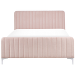 Bett mit Lattenrost Samtstoff LUNAN 140 x 200 cm Pastellrosa