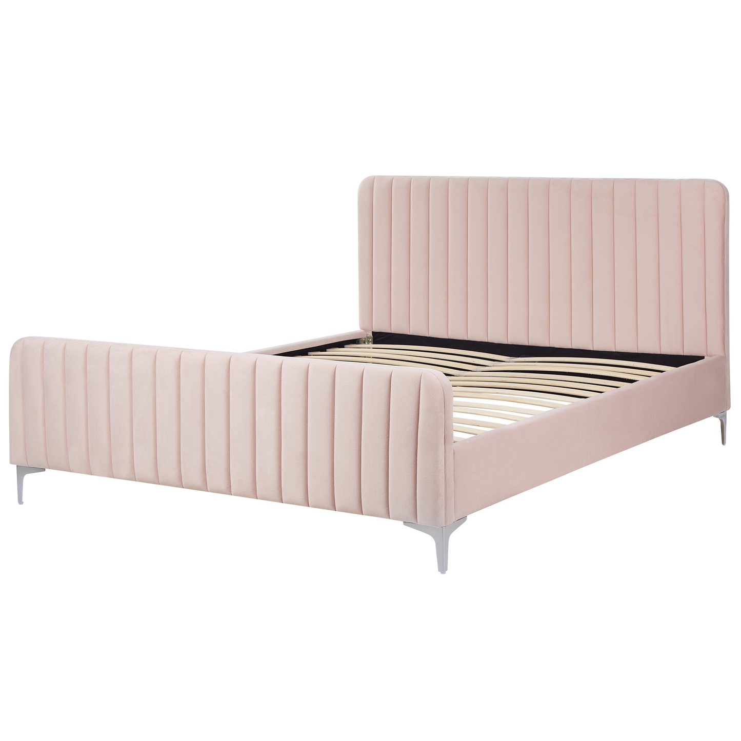 Bett mit Lattenrost Samtstoff LUNAN 160 x 200 cm Pastellrosa