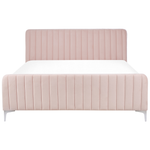 Bett mit Lattenrost Samtstoff LUNAN 160 x 200 cm Pastellrosa