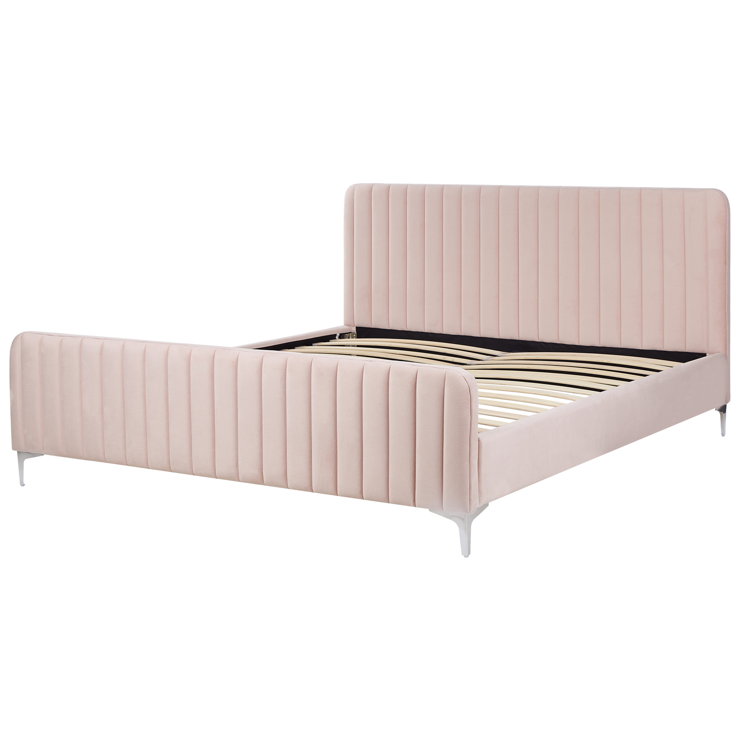 Bett mit Lattenrost Samtstoff LUNAN 180 x 200 cm Pastellrosa