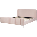 Bett mit Lattenrost Samtstoff LUNAN 180 x 200 cm Pastellrosa