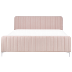Bett mit Lattenrost Samtstoff LUNAN 180 x 200 cm Pastellrosa