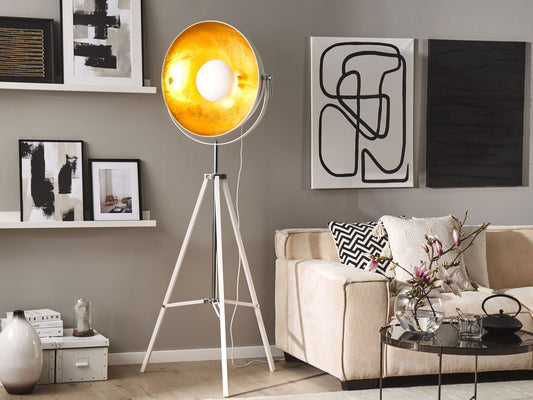 Stehlampe weiss / gold 165 cm rund THAMES II