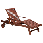 Gartenliege Akazienholz dunkelbraun Auflage cremeweiss rollbar TOSCANA