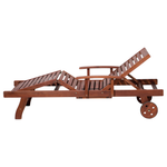 Gartenliege Akazienholz dunkelbraun Auflage cremeweiss rollbar TOSCANA